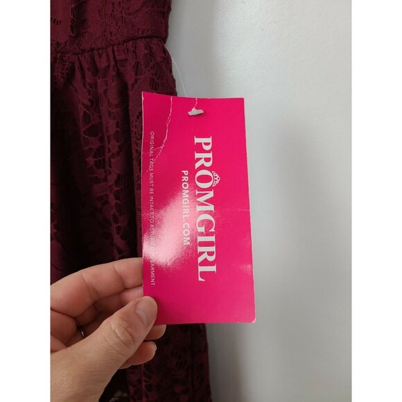 Speechless Lace Fit & Flare Dress Womens Medium Burgundy Sleeveless Prom Fairy - Picture 3 of 8